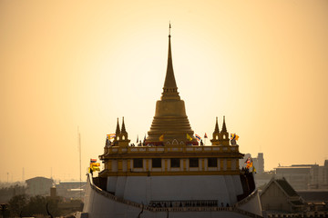The Golden Mount at Wat Saket, Travel Landmark of Bangkok THAILAND