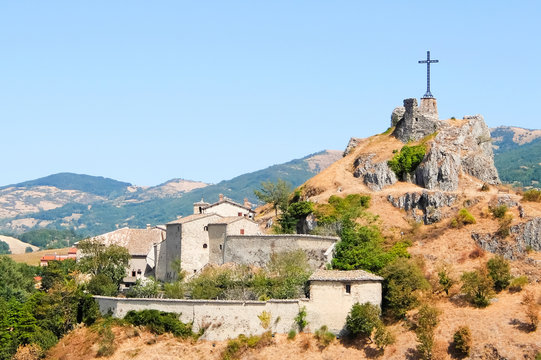 View of castle of Billi (castello di Billi) in Pennabilli, small comune, located about 140 kilometres (87 mi) southeast of Bologna and about 45 kilometres (28 mi) south of Rimini.