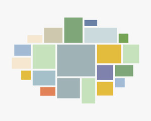 Collage twenty one frames, photos or parts.