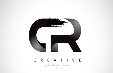 CR Letter Design with Brush Stroke and Modern 3D Look.