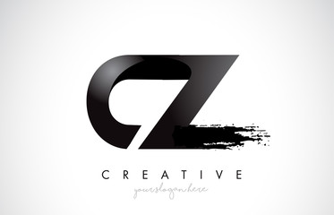 CZ Letter Design with Brush Stroke and Modern 3D Look. - obrazy, fototapety, plakaty