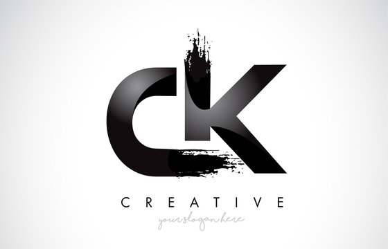 CK Letter Design with Brush Stroke and Modern 3D Look.