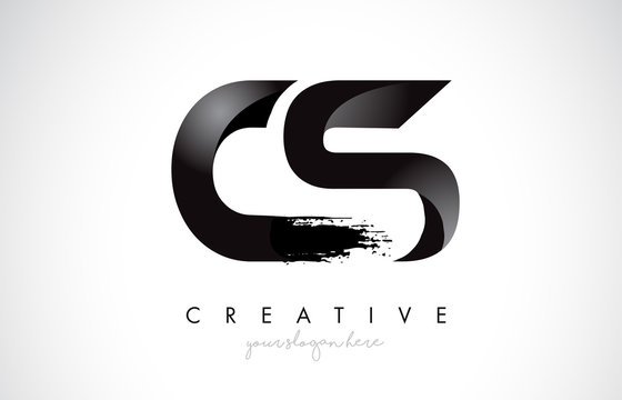 CS Letter Design with Brush Stroke and Modern 3D Look.