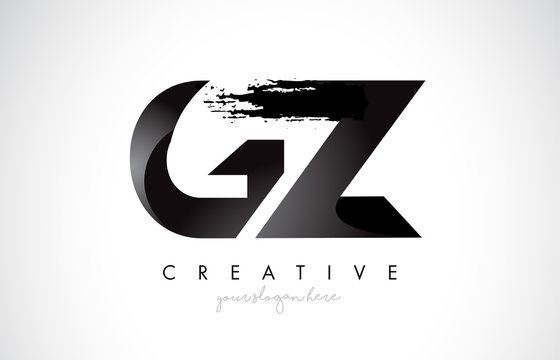GZ Letter Design with Brush Stroke and Modern 3D Look.