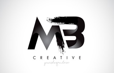 MB Letter Design with Brush Stroke and Modern 3D Look.