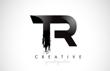 TR Letter Design with Brush Stroke and Modern 3D Look.