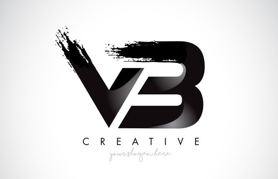 VB Letter Design with Brush Stroke and Modern 3D Look.