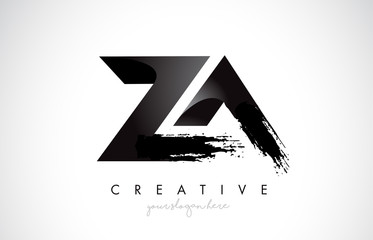 ZA Letter Design with Brush Stroke and Modern 3D Look.