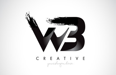 WB Letter Design with Brush Stroke and Modern 3D Look.