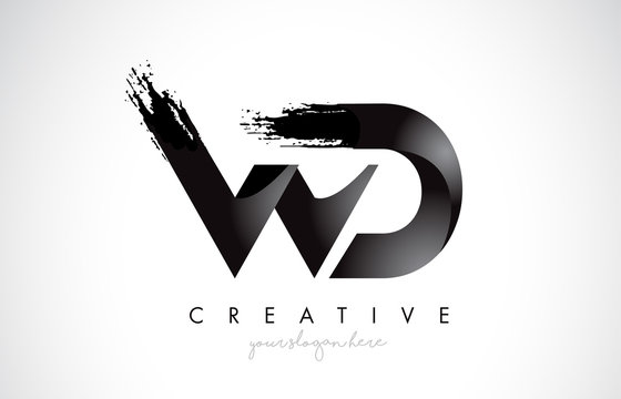 WD Letter Design with Brush Stroke and Modern 3D Look.