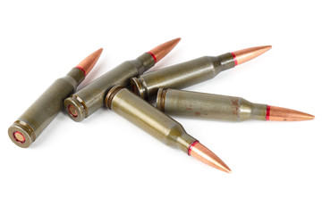 Naklejka premium Armory ammunition close-up isolated on white background