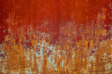 Texture of old rusty metal, painted red which becames orange from rust.
