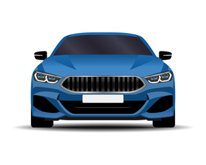 realistic car. sport coupe. front view.