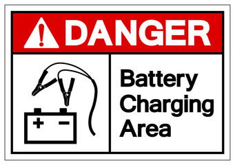 Danger Battery Charging Area Symbol Sign, Vector Illustration, Isolate On White Background Label .EPS10