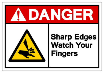 Danger Sharp Edges Watch Your Fingers Symbol Sign, Vector Illustration, Isolate On White Background Label. EPS10