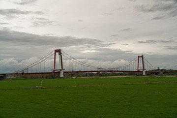 major construction site emmericher rhine bridge, emmerich, germany, sideview