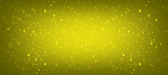 Abstract kelly green blur glitter confetti golden bokeh splash lights with sparkle dust composition background for celebration, party. Luxury rich texture. Effect shine dust background illustration
