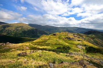 Fototapeta premium Sunlight on the summit of Steel Fell