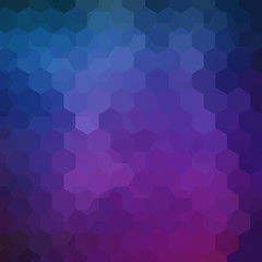 Fototapeta na wymiar Vector background with blue, purple hexagons. Can be used in cover design, book design, website background. Vector illustration