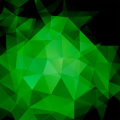 Obraz premium Geometric pattern, polygon triangles vector background in green, black tones. Illustration pattern