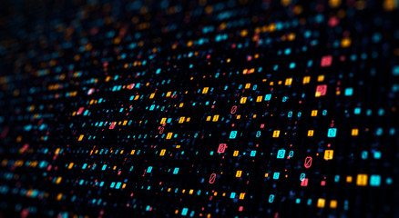 Obraz premium Technology background color bytes of binary/Abstract technology background made of different element printed circuit board. Printed circuit board in the server executes the data.