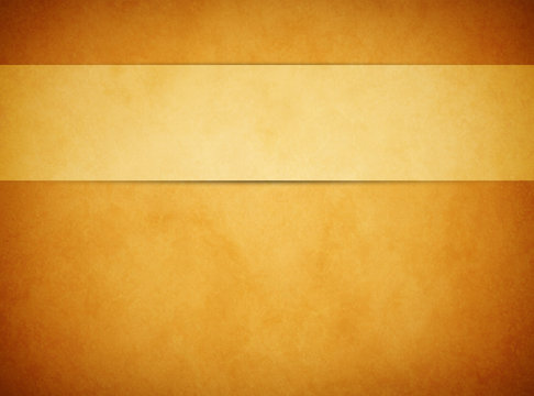 An elegant rich gold grunge texture background with a tan gold banner ribbon raised above. 
