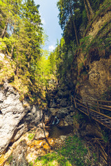 Mixnitz waterfall path along mountain stream. Tourist spot. Travel destination