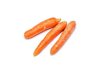 Ripe carrot fruit on a white background