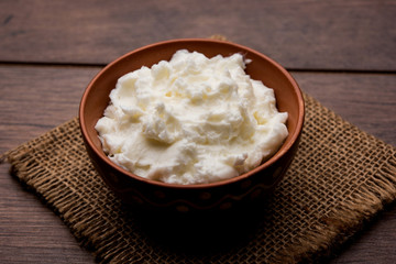 Homemade white Butter or Makhan/Makkhan in Hindi, served in a bowl. selective focus