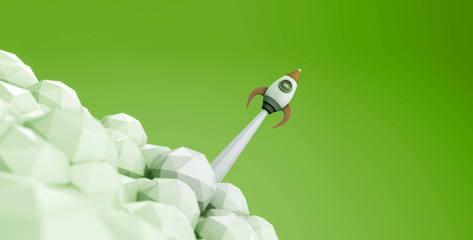 Rakete beim Start - Konzept Startup, Start-Up oder Karriere
