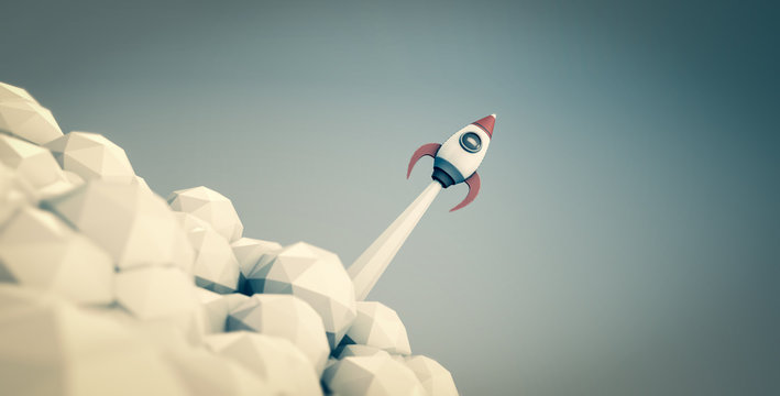 Raketenstart - Konzept Start-Up oder Unternehmensgr&uuml;ndung