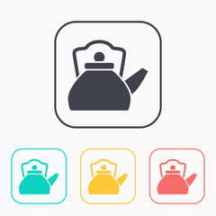 Obraz premium Hot kettle illustration. Kitchen vector color icon set