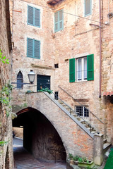 Fototapeta premium Perugia, Italy. Beautiful old street in historic center of Perugia.