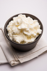 Homemade white Butter or Makhan/Makkhan in Hindi, served in a bowl. selective focus