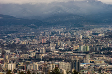 Obraz premium View to Tbilisi city from the hill top