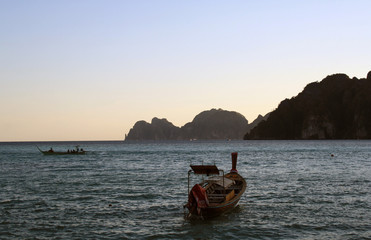 February 16, 2019. Krabi, Phi Phi island, Thailand. The sea and the boat.