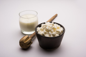 Homemade white Butter or Makhan/Makkhan in Hindi, served in a bowl. selective focus