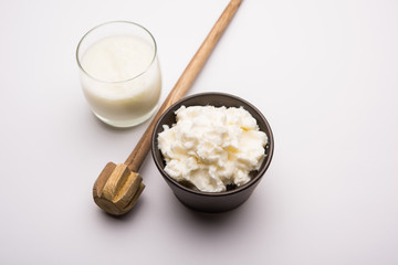Homemade white Butter or Makhan/Makkhan in Hindi, served in a bowl. selective focus