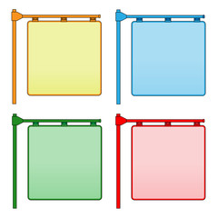 Hanging square corner signs posts frames with copy space for your text set.