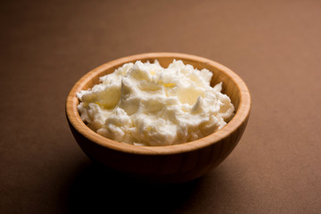 Homemade white Butter or Makhan/Makkhan in Hindi, served in a bowl. selective focus