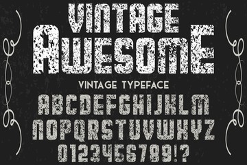 Font alphabet Script Typeface handcrafted handwritten vector label design old style.Shadow Effect.vintage Hand Drawn.Retro