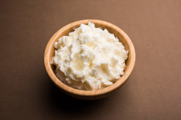 Homemade white Butter or Makhan/Makkhan in Hindi, served in a bowl. selective focus