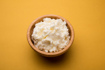 Homemade white Butter or Makhan/Makkhan in Hindi, served in a bowl. selective focus