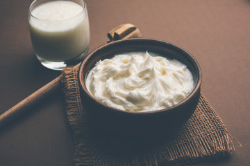 Homemade white Butter or Makhan/Makkhan in Hindi, served in a bowl. selective focus