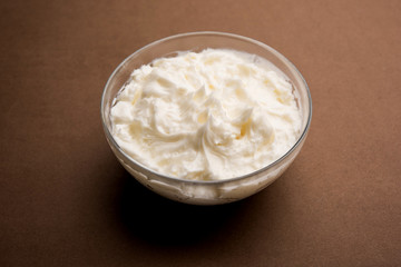 Homemade white Butter or Makhan/Makkhan in Hindi, served in a bowl. selective focus