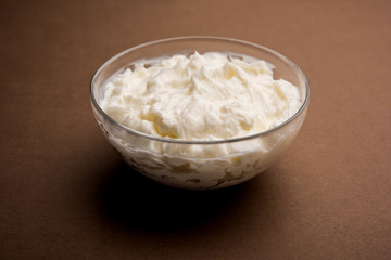 Homemade white Butter or Makhan/Makkhan in Hindi, served in a bowl. selective focus