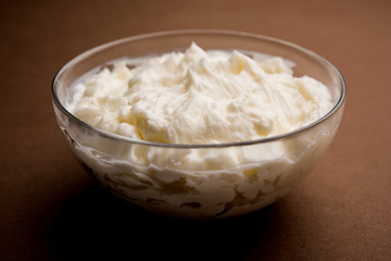 Homemade white Butter or Makhan/Makkhan in Hindi, served in a bowl. selective focus