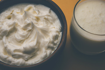 Homemade white Butter or Makhan/Makkhan in Hindi, served in a bowl. selective focus