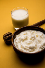 Homemade white Butter or Makhan/Makkhan in Hindi, served in a bowl. selective focus
