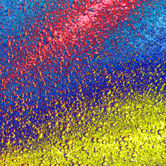 Blue, red and yellow abstract texture photo.